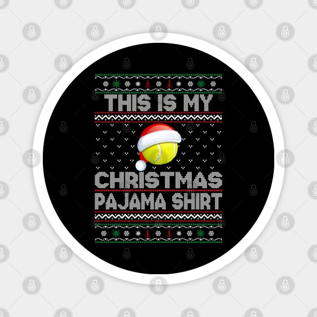 This Is My Christmas Pajama Shirt Tennis Christmas Magnet by DragonTees